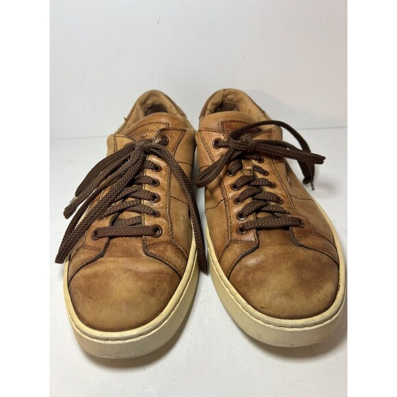 Santoni Shoes Mens Sz 8.5 Leather Lace Up Sneakers Boat Casual Made In Italy - Picture 3 of 13